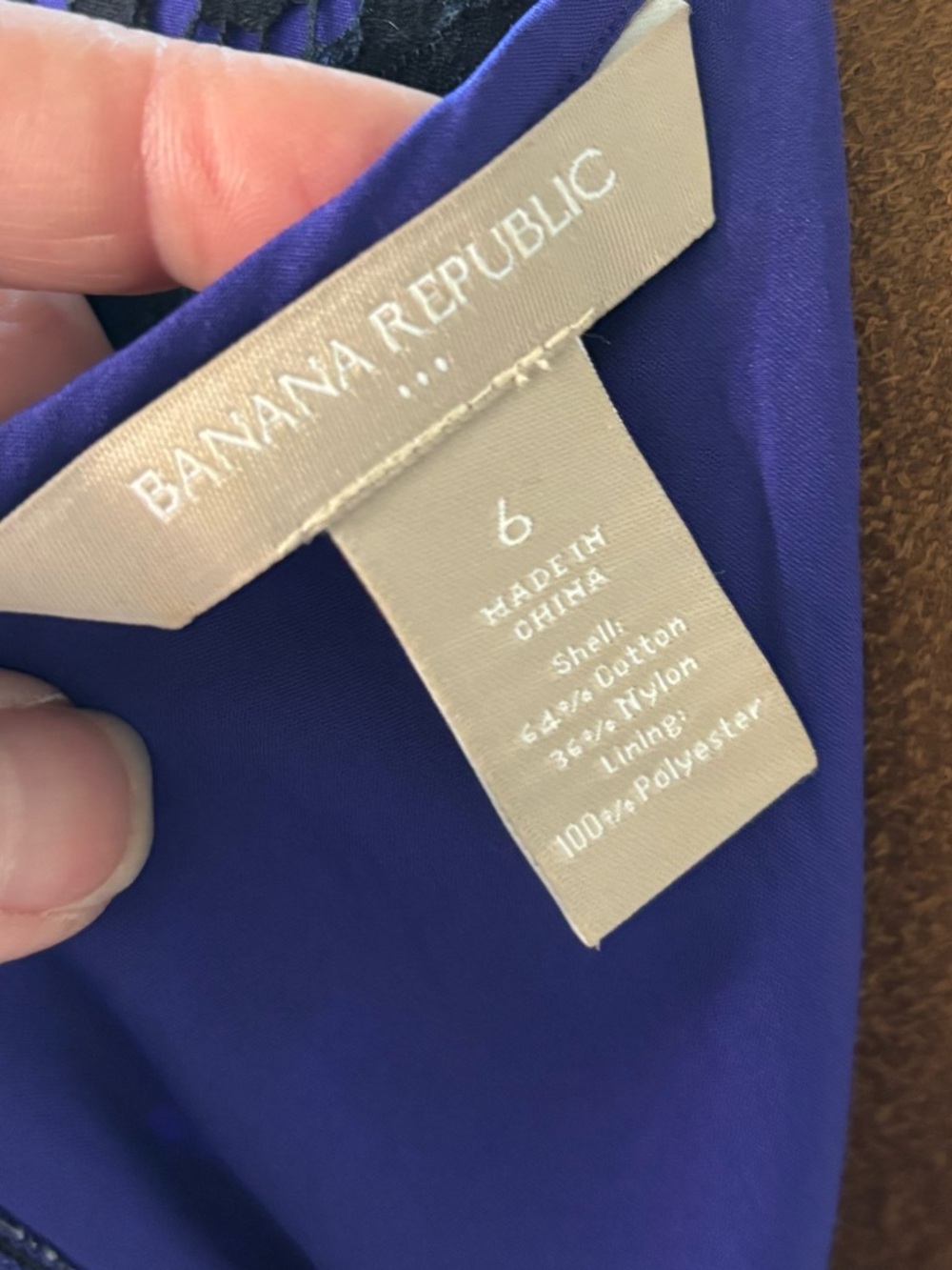 Banana Republic Black & Purple Blue Lace Overlay Peplum Sleeveless Top - Size 6 - Picture 9 of 11